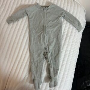 Pehr Organic Cotton 2-Way Zip Footie Sleeper Grey 0-3M Baby Pajamas